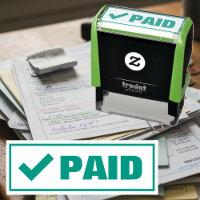 Paid green check mark tick business office invoice