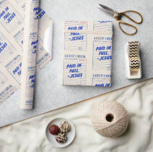 'Paid In Full. - Jesus' Restaurant Receipt Beige Wrapping Paper