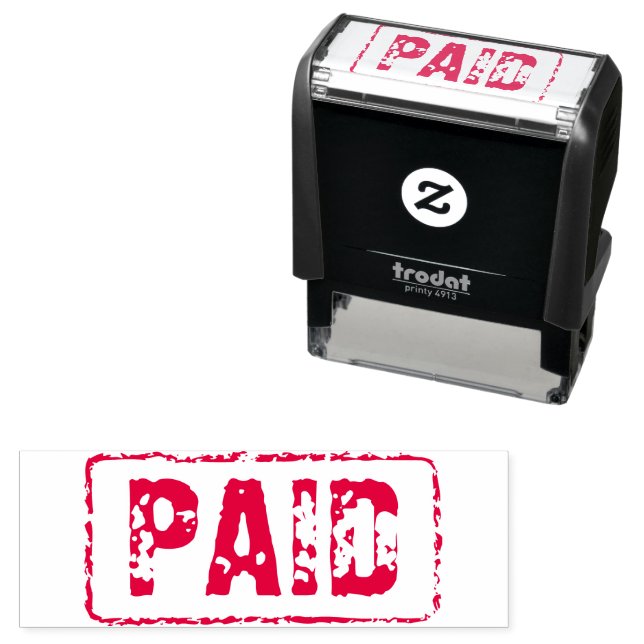 Paid in full red rubber self-inking stamp  (In Situ)