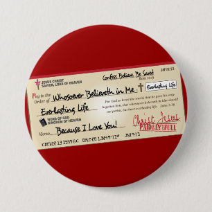 Paid in Full Saved by Jesus Check 3 Inch Round Button
