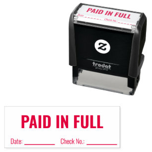 PAID IN FULL with Lines for Date & Check Number Self-inking Stamp