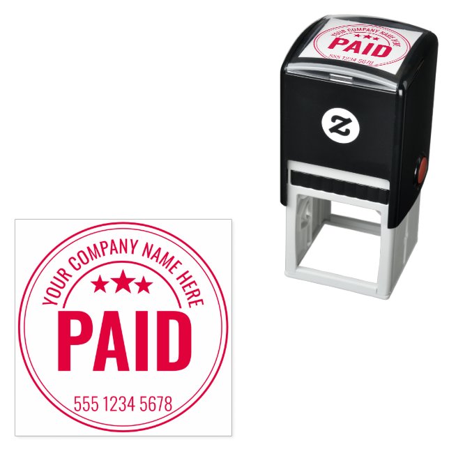 PAID Office Simple Framed red Self-inking Stamp (In Situ)