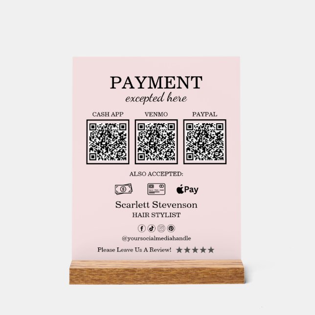 Paiement élégant de code QR rose (Recto)