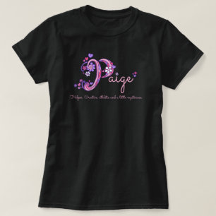Paige girls name meaning P monogram hearts T-Shirt