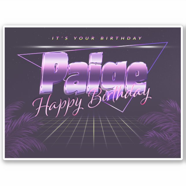 Paige Name First name lila retro Sticker Birthday (Front)