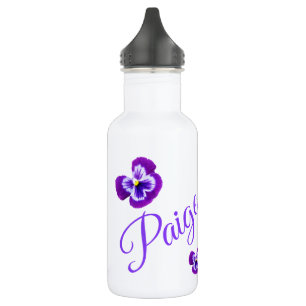 Paige, Name Logo With Purple Pansies, 532 Ml Water Bottle