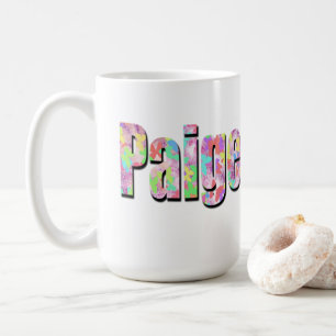 "Paige" Name Made With Colourful Butterflies, Coffee Mug