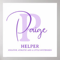 Paige name meaning purple text personalized poster