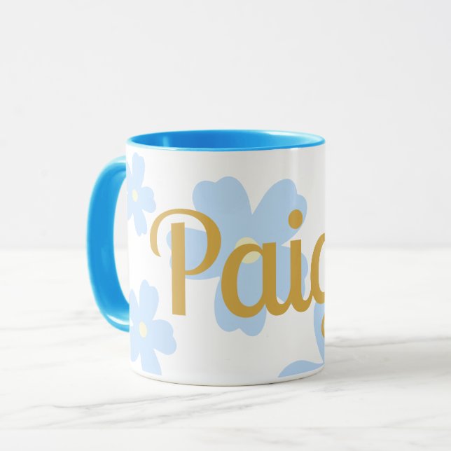 Paige Name Mug Cup Flower Retro Floral Custom Name (Front Left)