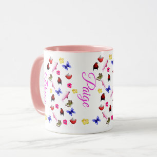Paige, Name With Bunnies, Parrots, Butterflies, Mug