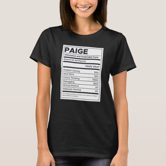 Paige Nutrition Information Problem Solving Hard W T-Shirt (Front)