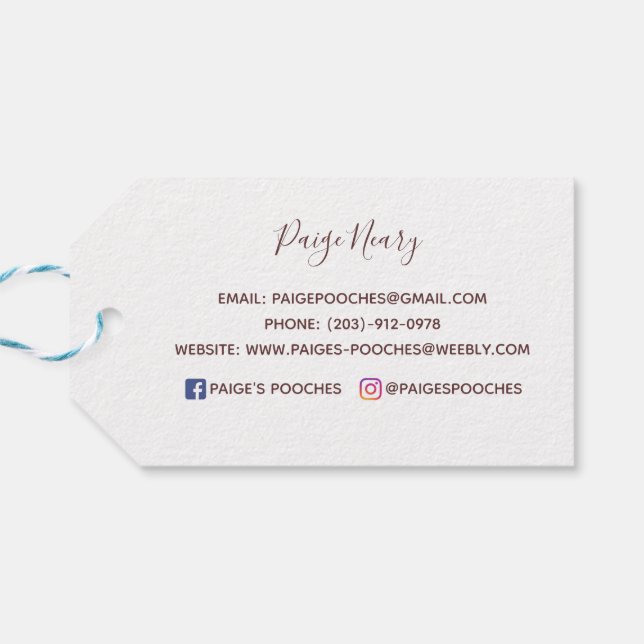 Paige's Pooches Gift Tag (Back Horizontal)