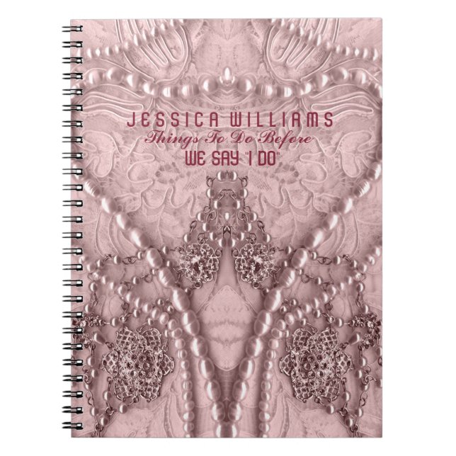 Pail Pink Wedding Vintage Lace & Purls Notebook (Front)