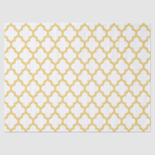 Pail Yellow & White Quatrefoil Ikat Pattern Tissue Paper