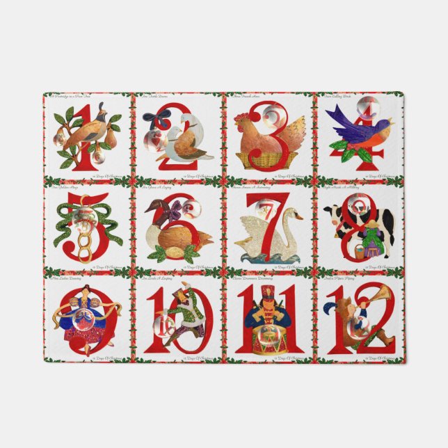 Paillasson 12 Jours de couverture de Noël Imprimer (Devant)