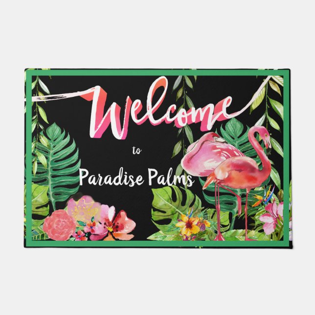 Paillasson 3 Flamants roses Paradise Beach House (Devant)