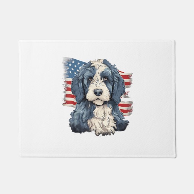 Paillasson 4 juillet T-shirt pour chien Bernedoodle Drapeau a (Devant)
