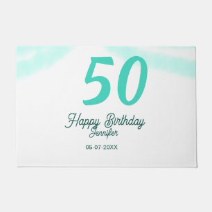 Paillasson 50e anniversaire ajouter nom date année vert paste