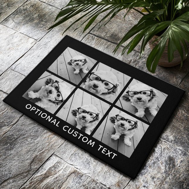 Paillasson 6 Collage de photos Texte facultatif — CAN Edit Co (Custom Welcome Doormat)
