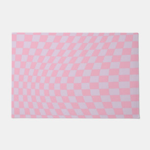 Paillasson à damiers Motif Lilac Pink Check Checkerboard