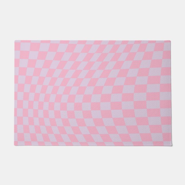 Paillasson à damiers Motif Lilac Pink Check Checkerboard (Devant)