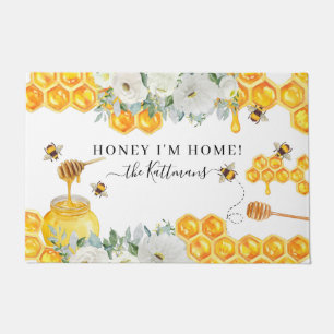 Paillasson Abeille Bourdon à nid d'abeille floral Monogramm