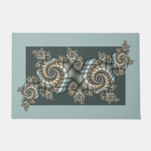 Paillasson Abstrait Beige clair Bleu Fractal Art Spirales