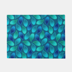 Paillasson Abstrait bleu vert vert turquoise de pluie de paon