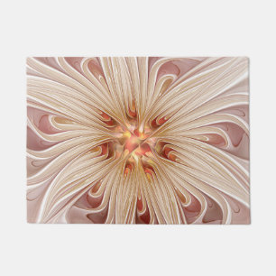 Paillasson Abstrait Moderne Peach Pastel Flower Fractal Art