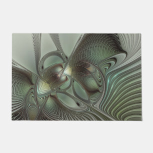 Paillasson Abstrait Olive Sage Green Grey Fractal Art Imagina