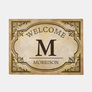 Paillasson Accueil antique chic décoré d'un monogramme de