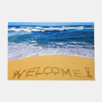 ACCUEIL de mot ! Écrit sur la plage sablonneuse