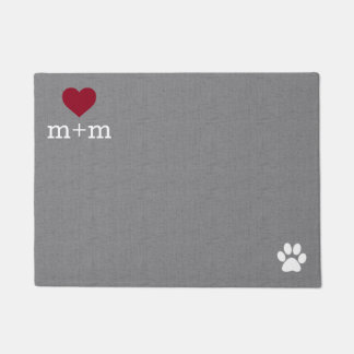 Paillasson Accueil du coeur personnalisé Gray Pet Mat