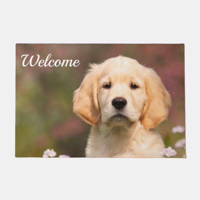 Paillasson Accueil mignon de photo de visage de chiot de (Devant)