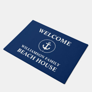 Paillasson Accueil nautique de bleu de nom de famille de