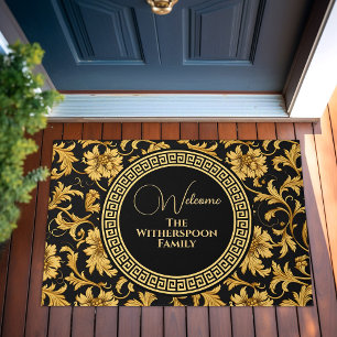 Paillasson Accueil Nom de famille Black Gold Classy Élégant