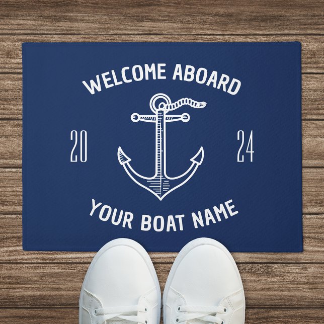 Paillasson Accueil personnalisé à bord Nom du bateau Marine B (Créateur téléchargé)
