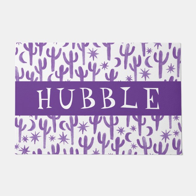 Paillasson Accueil personnalisé nuit désert Saguaro Cactus (Devant)