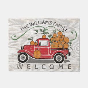 Paillasson Accueil rouge vintage rustique de monogramme de