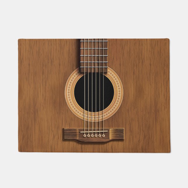 Paillasson Accueil rustique en bois de musique de guitare (Devant)