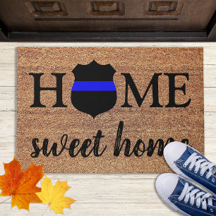Paillasson Accueil Sweet Home Mince Ligne bleue Police