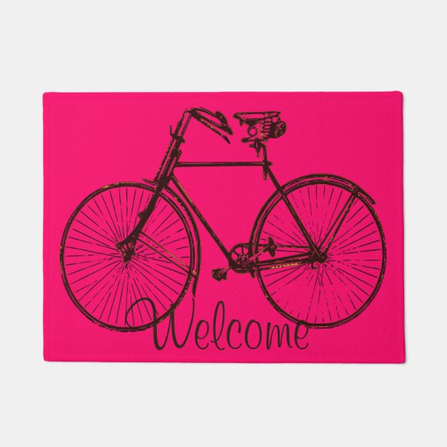 Paillasson accueil Vélo porte porte mat rose brun (Devant)
