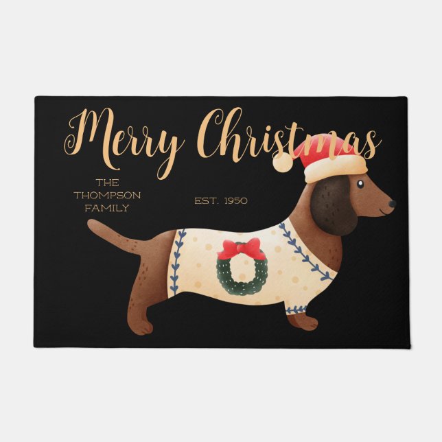 Paillasson Adorable chien nom de famille moderne classique no (Devant)