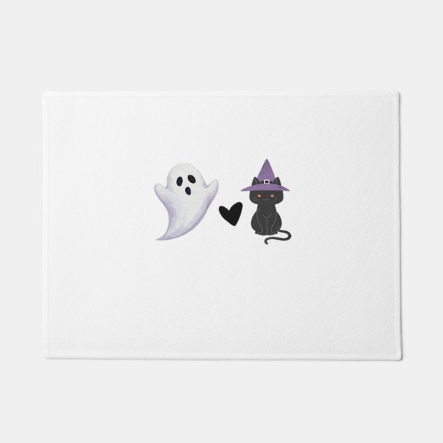 Paillasson Adorable Halloween Duo Friendly Ghost et Black Ca (Devant)