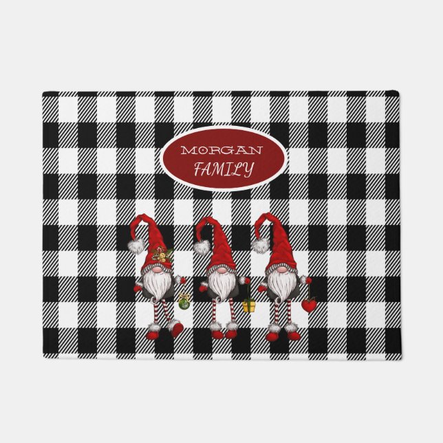 Paillasson Adorable Mignonne Gnomes Buffalo Plaid (Devant)