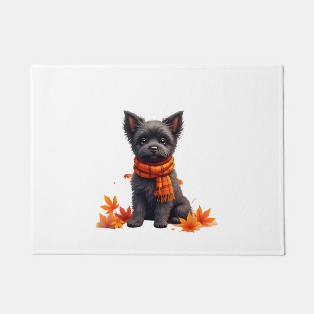 Paillasson Affenpinscher Au Coeur Fait De Feuilles D'Automne (Devant)