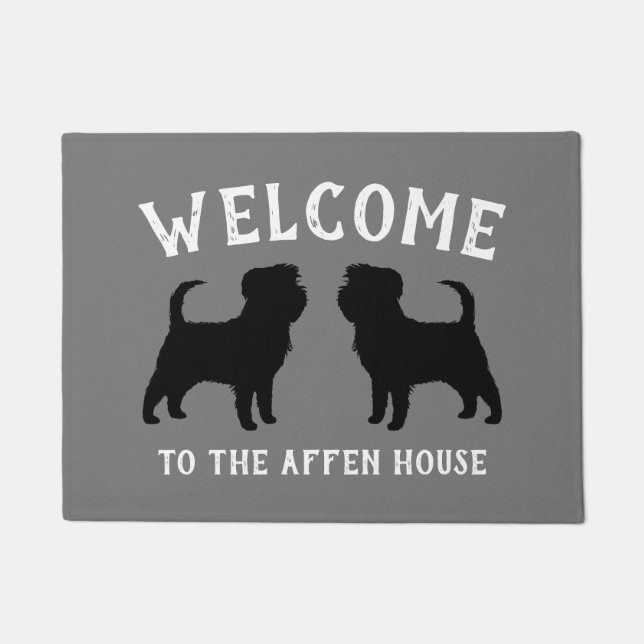 Paillasson Affenpinscher Chien Silhouettes de bienvenue perso (Devant)