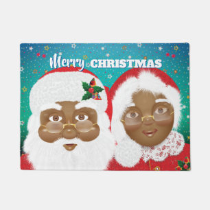 Paillasson African American Père Noël et Mme Claus Christmas