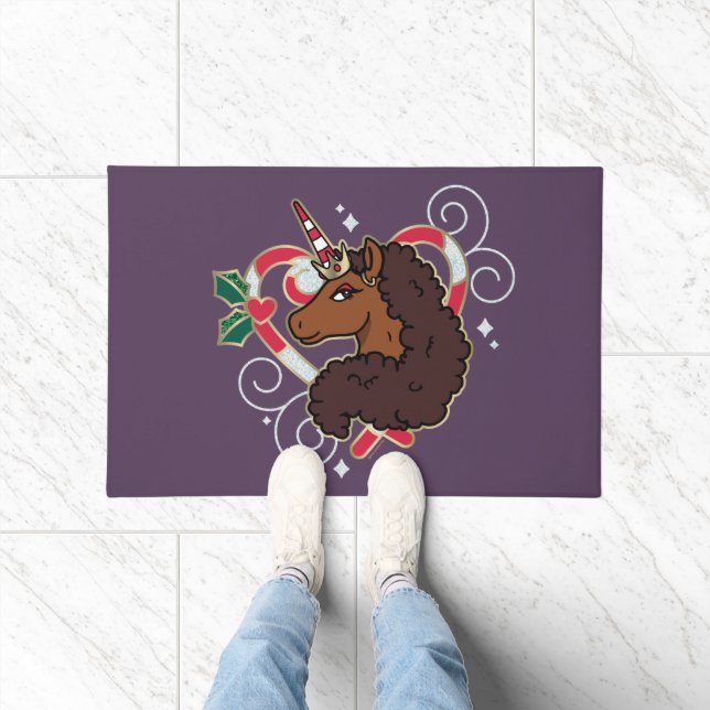 Paillasson Afro Unicorn Sucre de canne Heart Holiday (Intérieur)