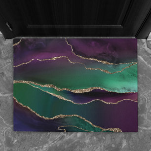 Paillasson Agate attrayante   Joyau foncé Tone Pierre Or Vein